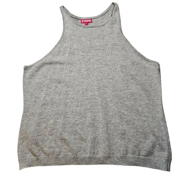 NWT STAUD Grey Ribbed Knit Tank Top Women’s L Minimalist Streetwear Quiet Luxury - Picture 2 of 11